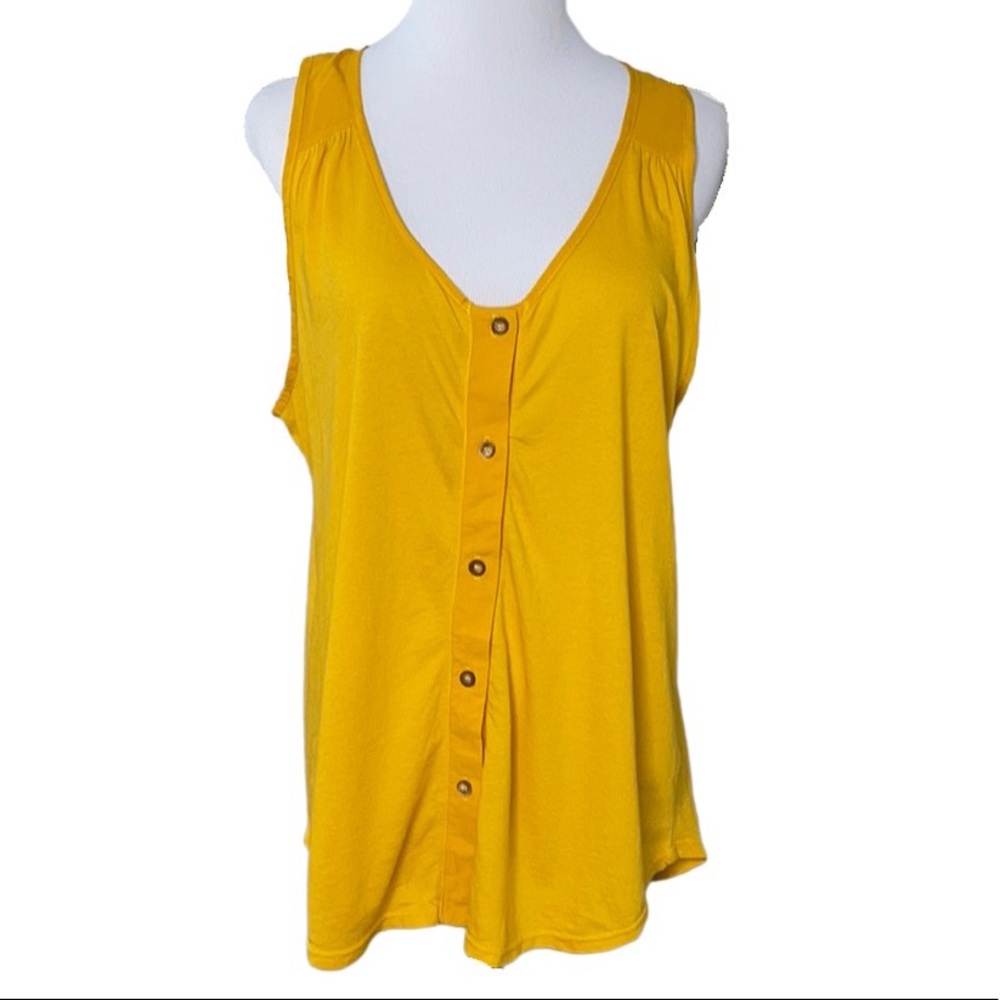 Anthropologie t.la Golden Yellow Button Front Sleeveless V-Neck Tank